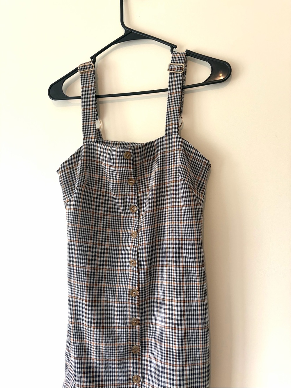 Plaid Button-Front Dress with Square Neck - Picture 9 of 13